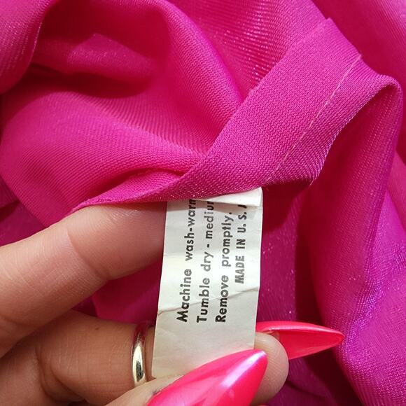 Risa Ann Vintage Midi Shift Dress Shift Size 24.5 Attached Necklace Magenta - Picture 9 of 10